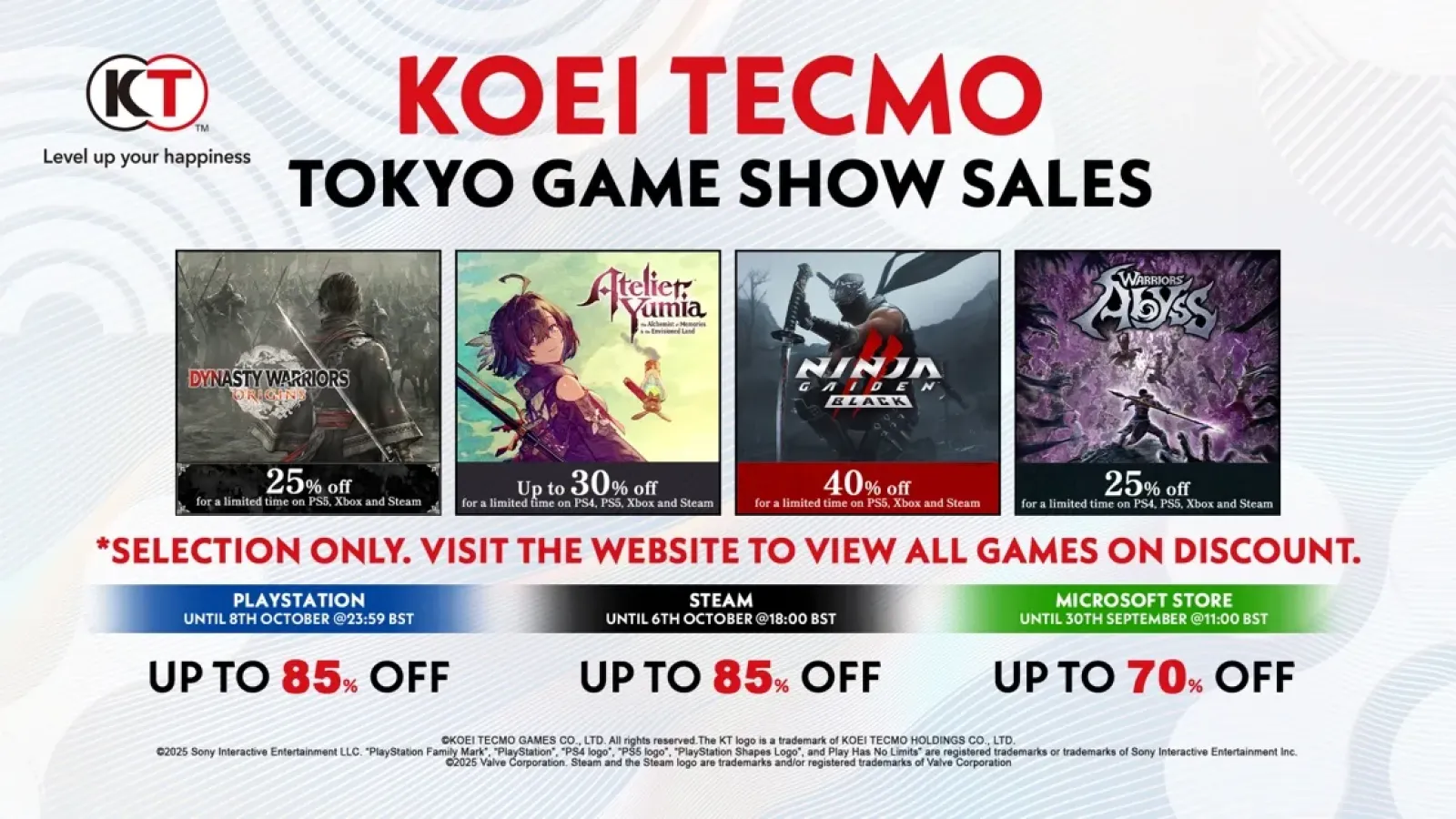 KOEI TECMO EUROPE celebrates Tokyo Game Show 2025 with popular titles on sale