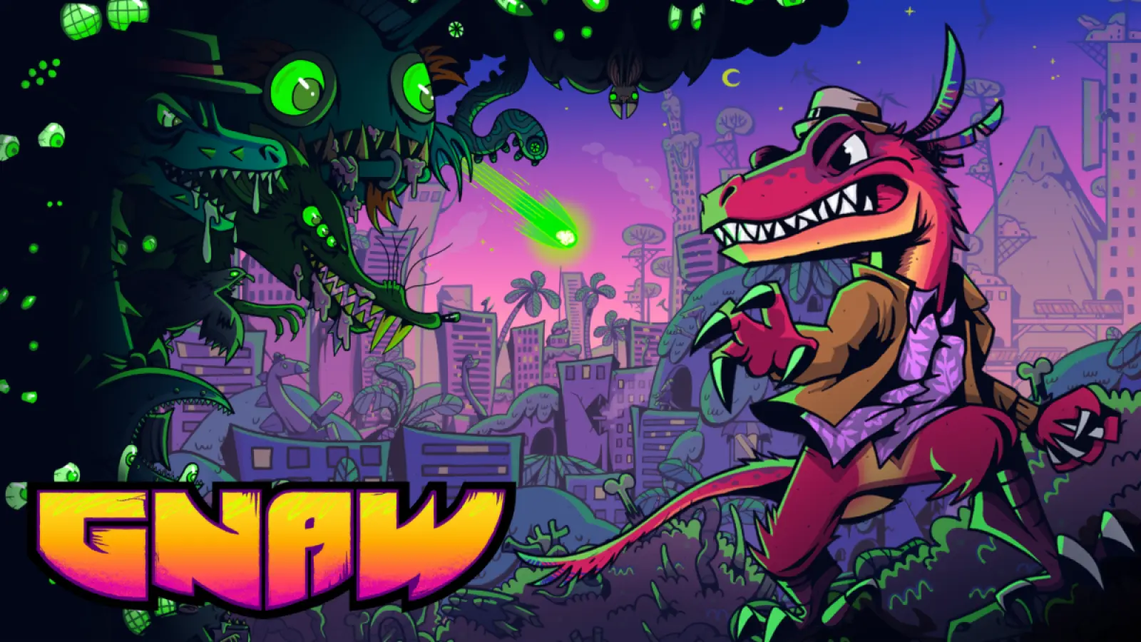 Introducing GNAW - a metroidvania where the main character is a dinosaur.