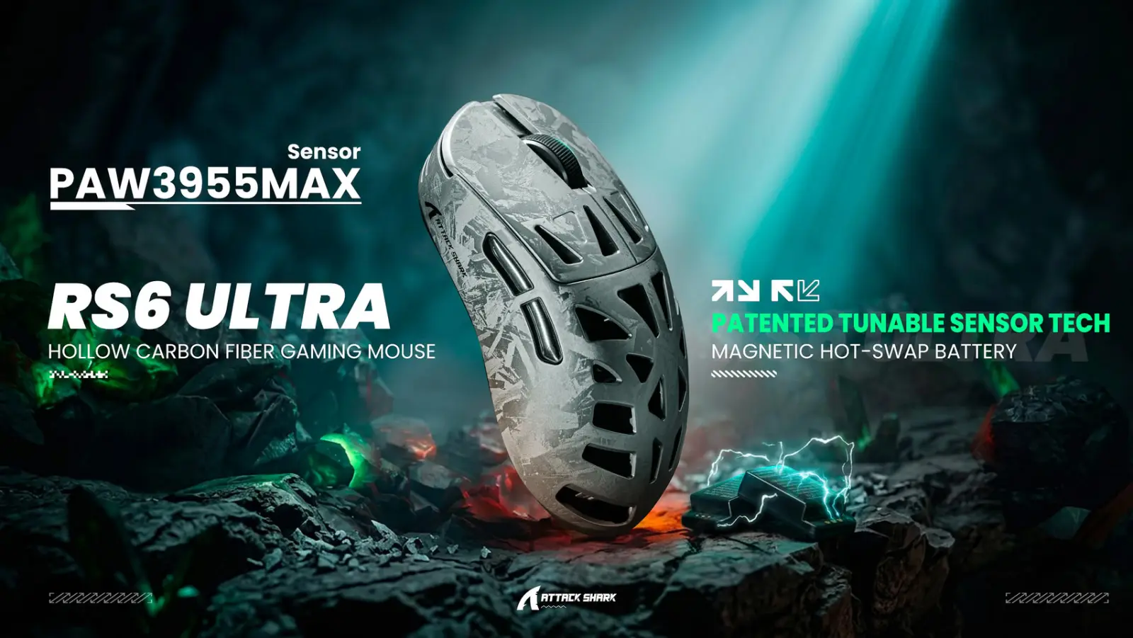 ATTACK SHARK RS6 ULTRA najavljen: 8K bežični gaming miš s izmjenjivom baterijom