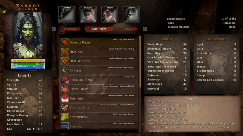 Screenshots of the inventory system