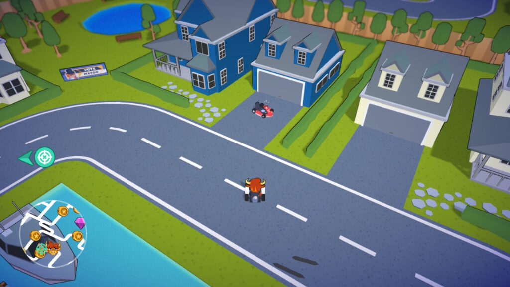 Karts in different colors are hidden around the island